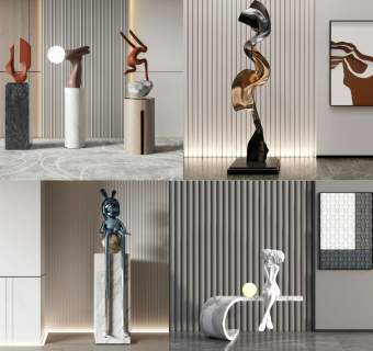 现代雕塑组合 雕塑摆件 卡通雕塑 抽象雕塑 饰品摆件 陈设 装饰摆件